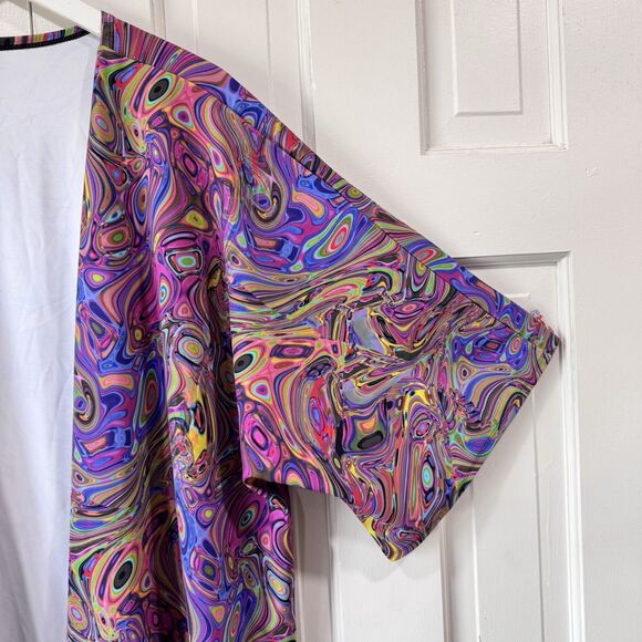 Candy Catz Rave Wear Festival Size M Open Duster Kimono Water Marble Print EUC - Picture 4 of 11